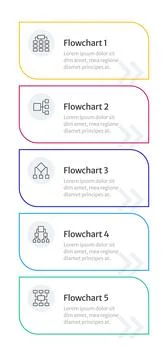 Flowcharts multicolor rounded infographic 5 steps イラスト素材