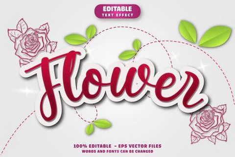 Flower 3D Editable Text Effect Vector Design 库存插图