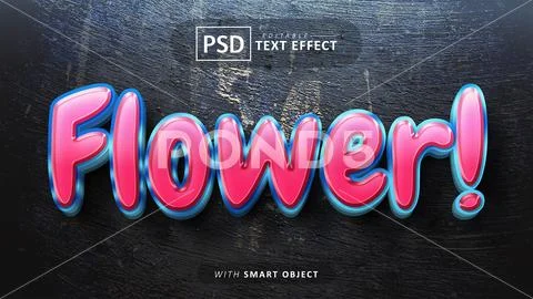 Flower 3d text effect editable Modello PSD