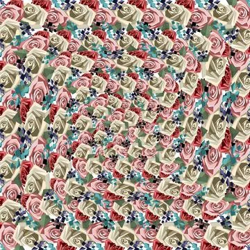 Flower abstract background consisting of roses and decorative branches in low Stock Illustration