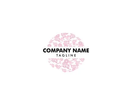 Flower abstract Logo design vector template Linear style Stock Illustration