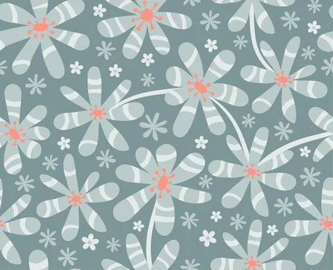 Flower abstract seamless pattern. Vector illustration. Ornamental flower on Stock Illustration