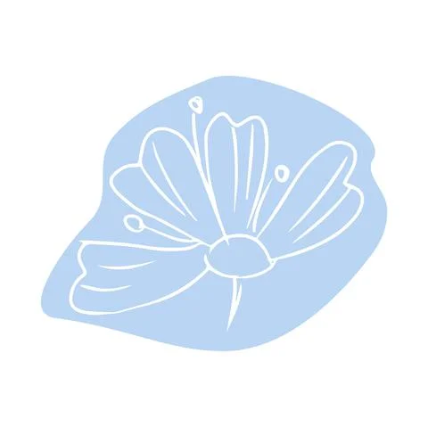 Flower with abstract shapes hand drawn illustration. Line art. Isolated on white Stock Illustration