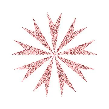 Flower abstract sign. Vector Icon with red circle at white background. Isolat Stock Illustration