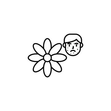 Flower, allergic face icon. Element of problems with allergies icon. Thin line Illustrazione stock