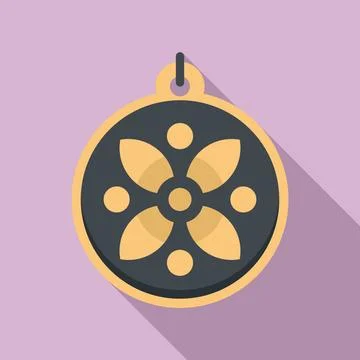Flower amulet icon flat . Magic hand Illustrazione stock