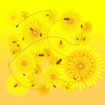 Flower and bee background Stock Illustration