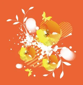 Flower and butterfly pattern Stock Illustration