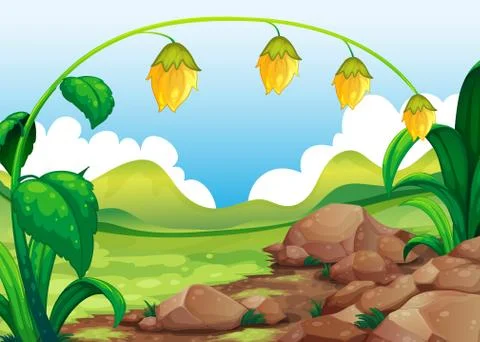 Flower and field Stock Illustration