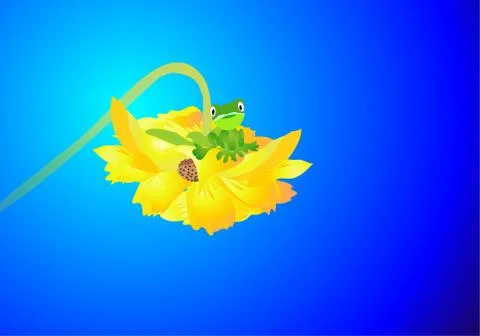 Flower and frog Stock Illustration