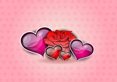 Flower and hearts Illustrazione stock