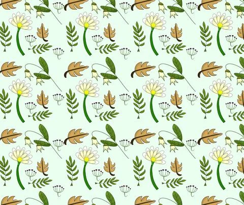 Flower and leaf pattern in white background Stock Illustration
