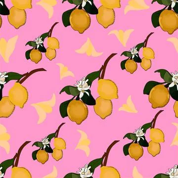 Flower and lemon Stock Illustration