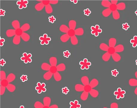 Flower and mini size flower on gray background, Pink flower on gray backgroun イラスト素材
