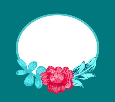 Flower and Oval Shaped Frame Vector Illustration Illustrazione stock