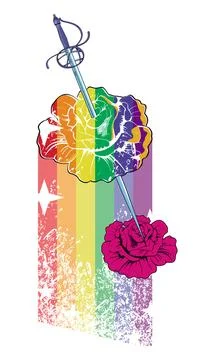 Flower and rainbow Stock Illustration