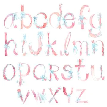 Flower and Ribbon alphabet Stock Illustration