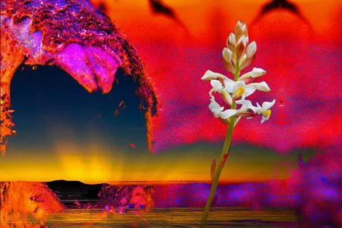 Flower and skull abstract Stock Illustration