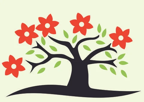 Flower and tree logo Stock Illustration