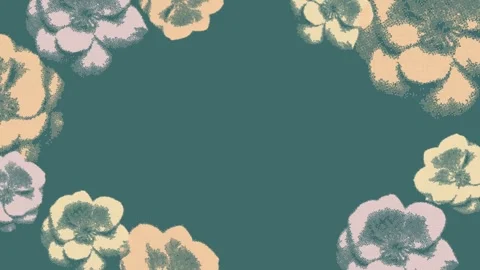 Flower Animation Montage with Stop Motion Retro Style and Halftone Texture Stock Footage 299530208