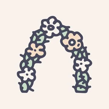 Flower arch color vector doodle simple icon Stock Illustration
