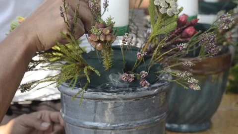 Flower arrangement in class room. Video stock 86677564