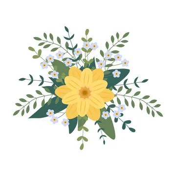 Flower arrangement isolated on background. Flat illustration. Perfect for c.. Stock Illustration