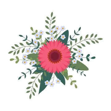Flower arrangement isolated on background. Flat illustration. Perfect for c.. Stock Illustration