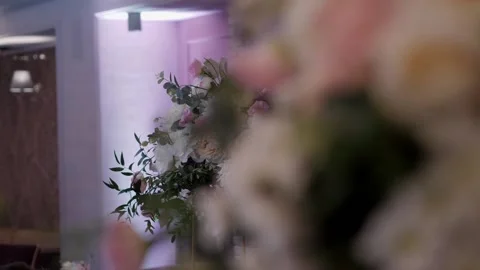 Flower arrangement on the wedding table. Stock Footage 235735523