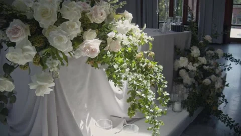 Flower arrangement on the wedding table. Stock Footage 236057764