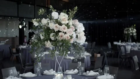 Flower arrangement on the wedding table. Stock Footage 236057798