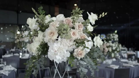 Flower arrangement on the wedding table. Stock Footage 236057879