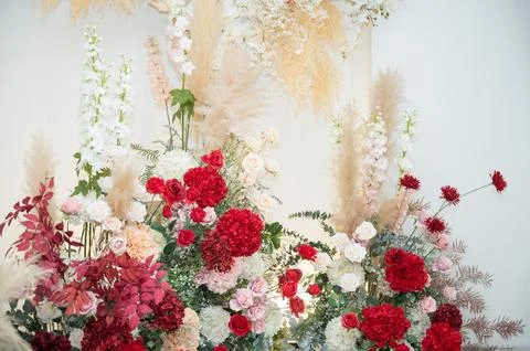 Flower background, backdrop wedding decoration, rose pattern Stock Illustration