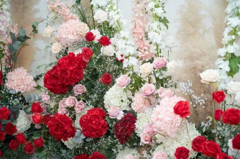 Flower background, backdrop wedding decoration, rose pattern Stock Illustration
