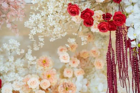 Flower background, backdrop wedding decoration, rose pattern Stock Illustration