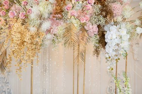 Flower background, backdrop wedding decoration, rose pattern Stock Illustration