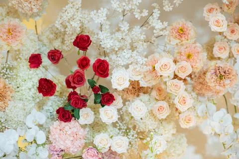 Flower background, backdrop wedding decoration, rose pattern Stock Illustration