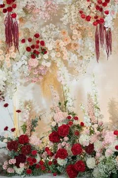 Flower background, backdrop wedding decoration, rose pattern Stock Illustration