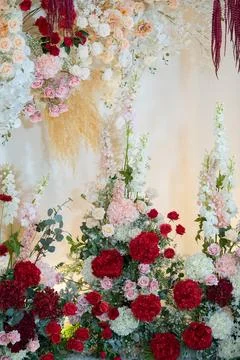 Flower background, backdrop wedding decoration, rose pattern Stock Illustration