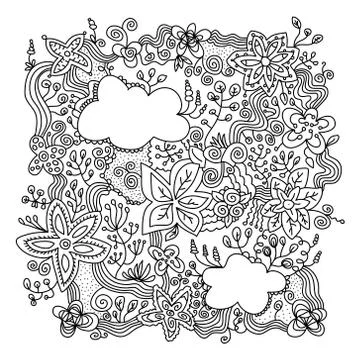 Flower background black on white font Stock Illustration