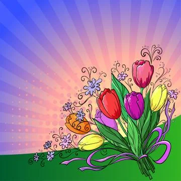 Flower background, tulips Stock Illustration