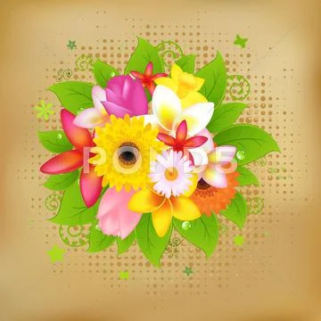 Flower background on vintage paper Stock Illustration