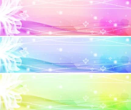 Flower Banner Set Stock Illustration