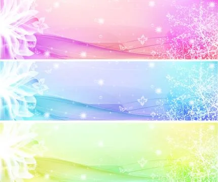 Flower Banner Set Stock Illustration