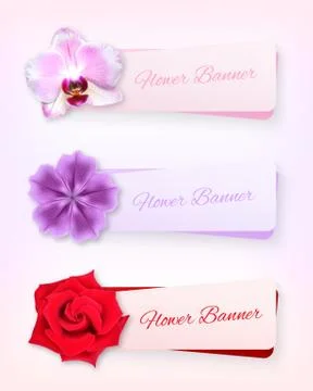 Flower banner set Stock Illustration