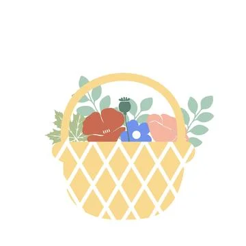 Flower Basket. Flat Vector Illustration Stock Illustration