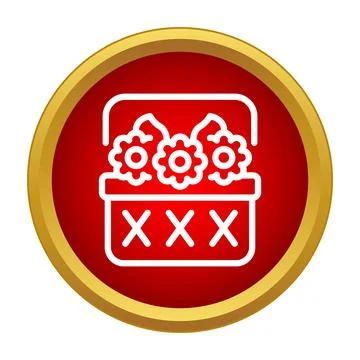Flower basket gift present box icon vector Illustrazione stock