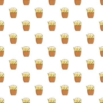 Flower baskets pattern creating seamless floral background 스톡 일러스트