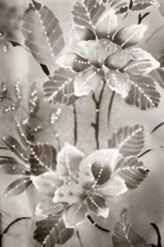 Flower batik background with fabric texture Stock Photos