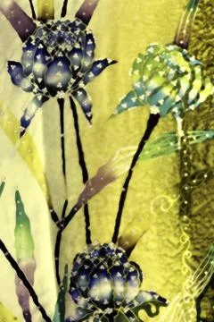 Flower batik background with fabric texture Stock Photos